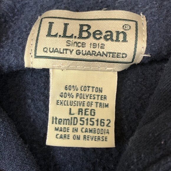 LL Bean Mens Spellout Script Navy Blue Hoodie Sweatshirt Size Large Outdoor - Picture 4 of 7